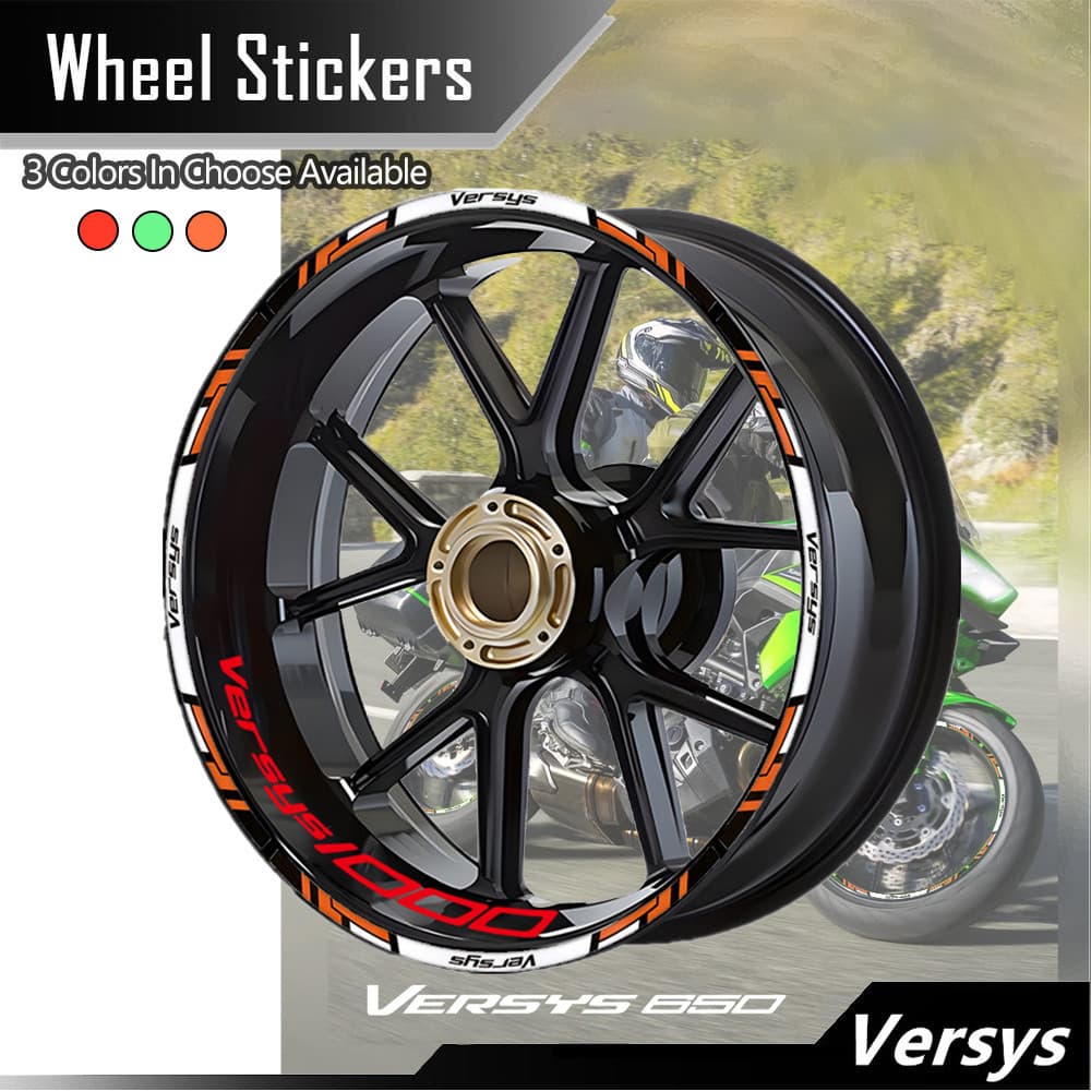 Kawasaki Versys สติ๊กเกอร์รถจักรยานยนต์เทปล้อ Decals 17" Hub Stripes ตกแต่งสําหรับ KAWASAKI Versys-X 300 650 1000 ABS 2015-2022