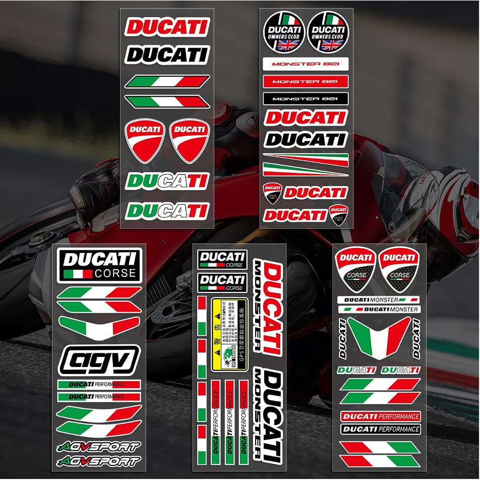 Ducati หมวกกันน็อครถจักรยานยนต์สติกเกอร์ด้านหน้ากระจกด้านข้างดัดแปลงไวนิลสะท้อนแสงกันน้ํารูปลอกสําหรับ Ducati Panigale V4 XDiavel Supersport 950 Panigale1299 Monster1200