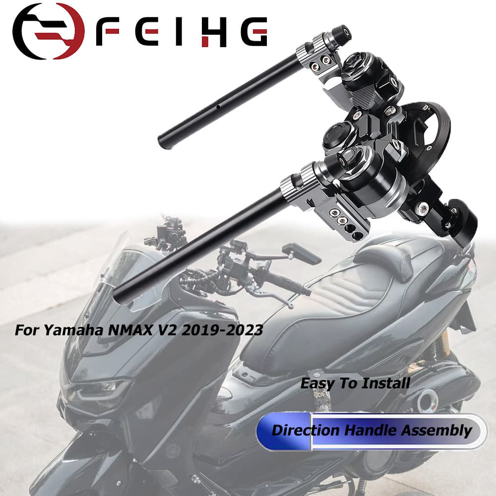 ใหม่ NMAX155 V2 รถจักรยานยนต์ CNC Handle Bar Handlebars Grips Riser ชุดติดตั้งสําหรับ Yamaha NMAX125 NMAX 150 NMAX 155 2019-2023