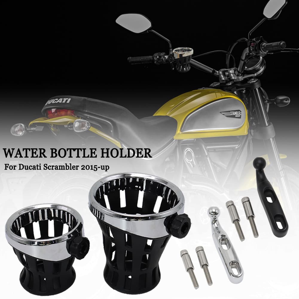 YFor Ducati Scrambler Motorcycle Accessories Water Bottle Holder Passenger Drinking Cup Mesh Bracket For Ducati Scramble
