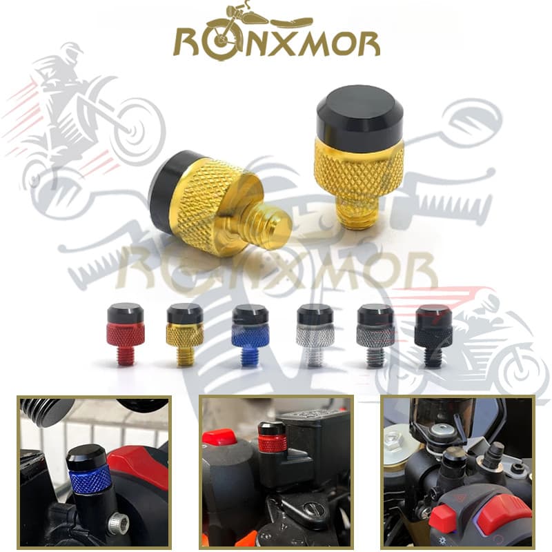 Ronxmor 2PCS รถจักรยานยนต์ CNC กระจกปลั๊กสกรูหมวกกระจกสําหรับ XMAX 300 Xmax300 X-MAX 250 XMAX400 กระจกปลั๊กสกู๊ตเตอร์ตกแต่งสกรูหมวกปลั๊ก