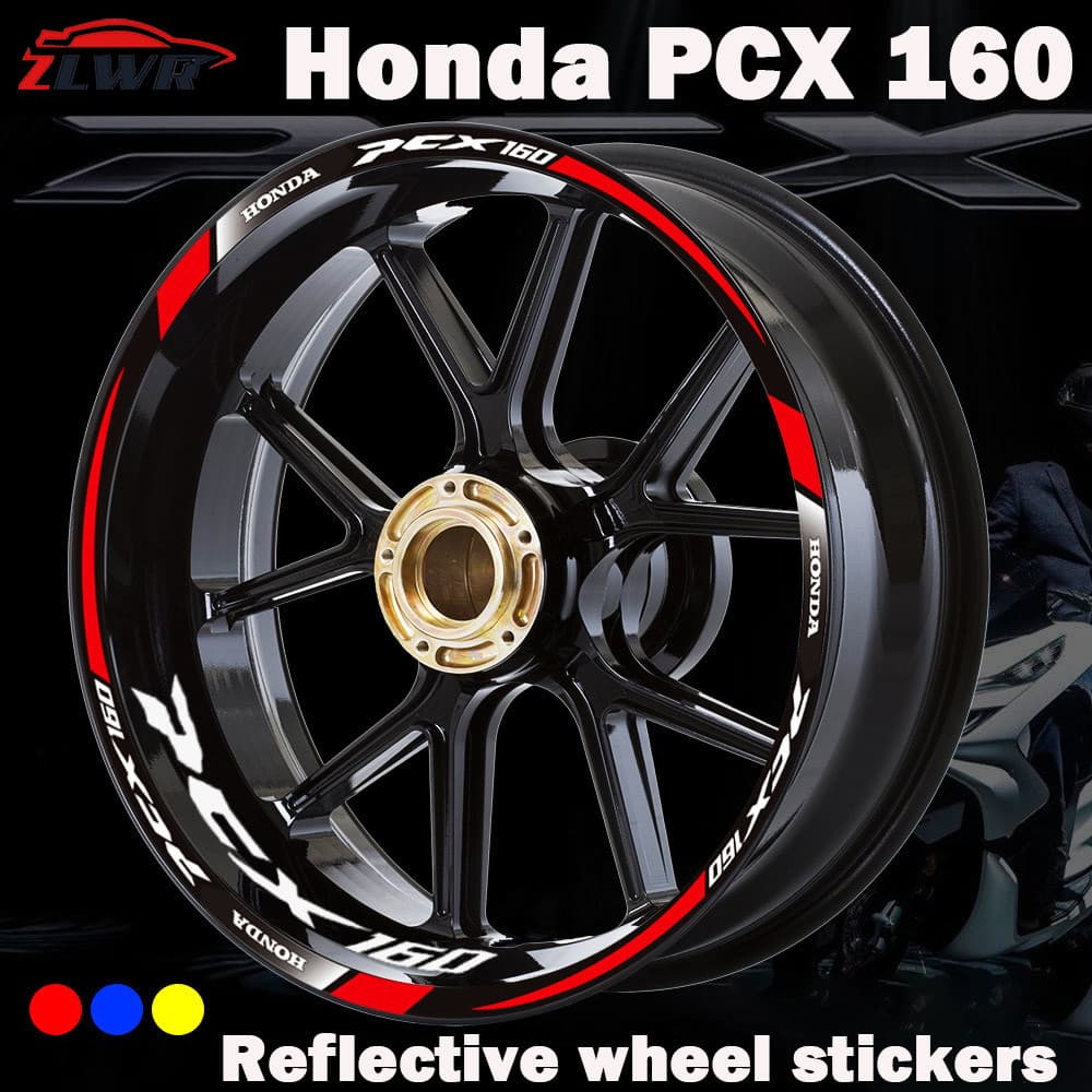 ZLWR PCX160/150 สติ๊กเกอร์ดุมล้อ, สติ๊กเกอร์แต่งมอเตอร์ไซค์, สติ๊กเกอร์ขอบเหล็กสะท้อนแสง, สติ๊กเกอร์ตกแต่งวงแหวนกันน้ำ, อุปกรณ์ดัดแปลงรถมอเตอร์ไซค์