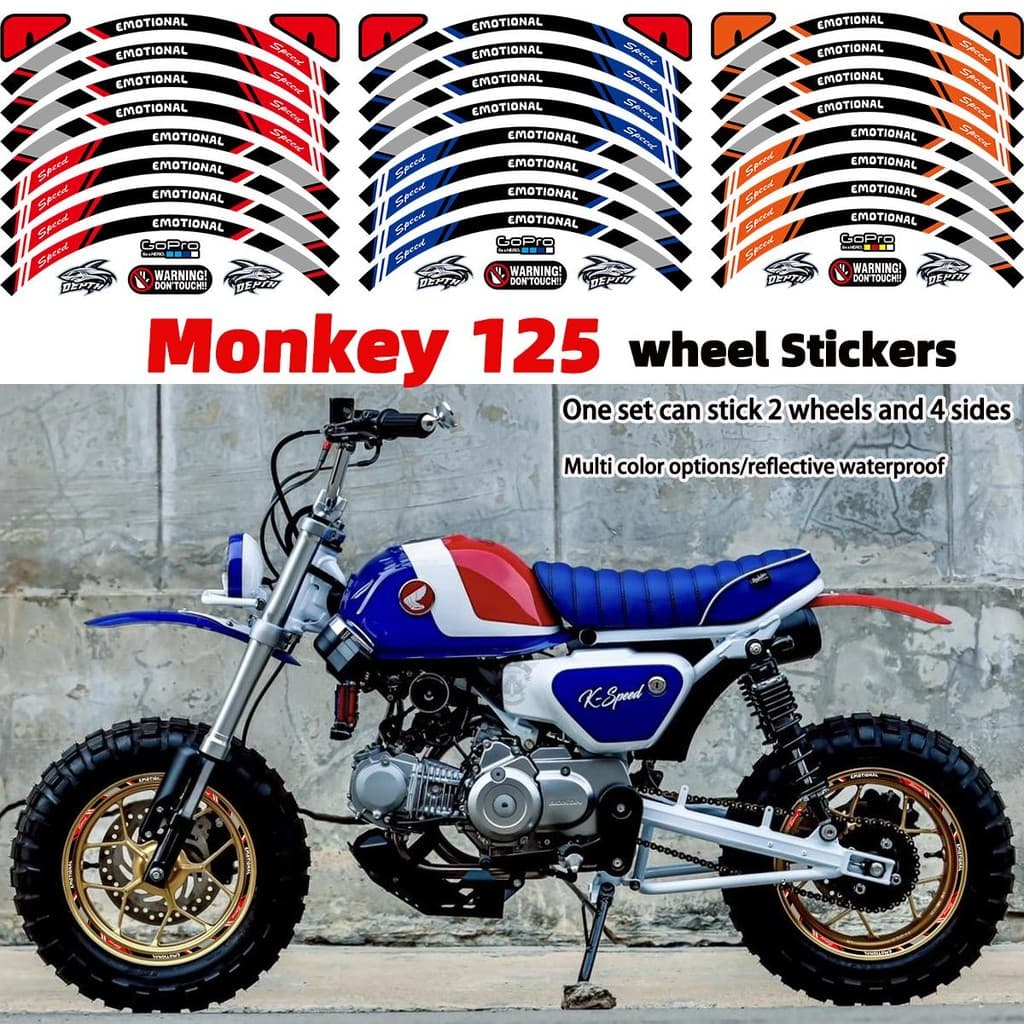 สําหรับ Honda Monkey 125 Monkey125 Mags สติกเกอร์ขอบ Decals สําหรับรถจักรยานยนต์ล้อ Hub สติกเกอร์ไวนิลสะท้อนแสงกันน้ํา