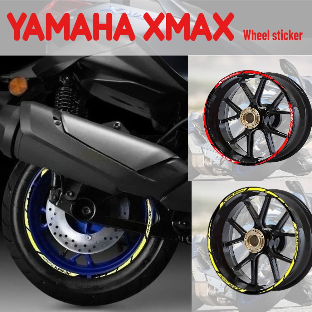 สําหรับ YAMAHA XMAX ล้อสติกเกอร์ด้านหน้า 15 "ด้านหลัง 14 "Hub สะท้อนแสง Decals ขอบเทปอุปกรณ์เสริมรถจักรยานยนต์สําหรับ XMAX 150 250 300 Xmax300 Xmax250 Xmax150