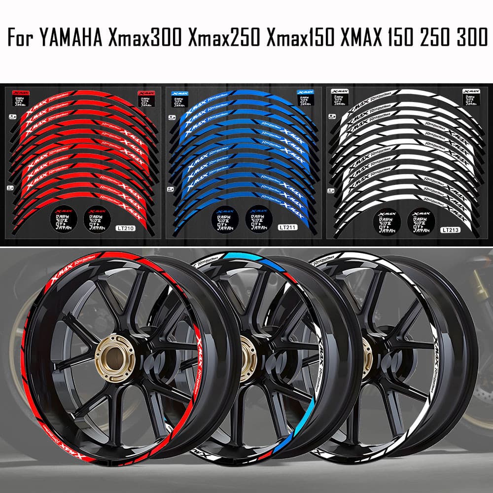 Yสติกเกอร์ติดล้อรถจักรยานยนต์แบบสะท้อนแสง xmax 150 250อุปกรณ์เสริมสำหรับ Xmax250 Xmax300ของยามาฮ่า Xmax150 xmax 300