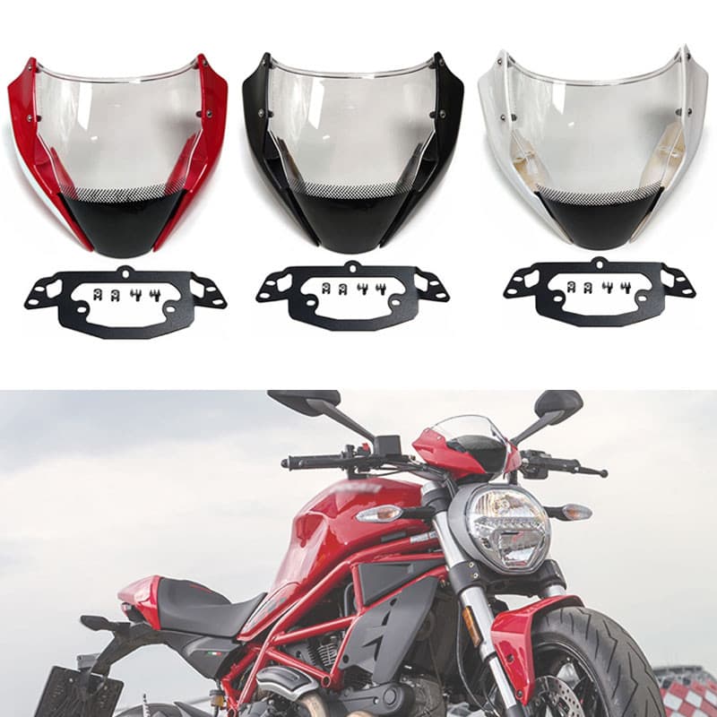 G2023 สําหรับDucati Monster 821 1200S 2017-2022 Stnipe Deflectorsกระจกด้านหน้าCowling FairingสําหรับMonster 797 กระจก