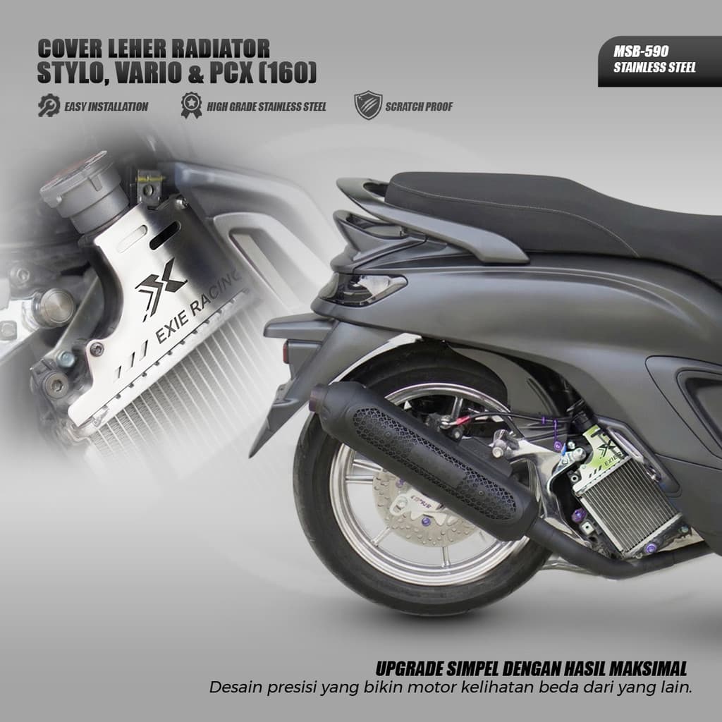 EXIE ART ฝาครอบคอหม้อน้ํา Stylo 160/Vario 160/PCX 160 กระจกสแตนเลส อุปกรณ์เสริมรถจักรยานยนต์