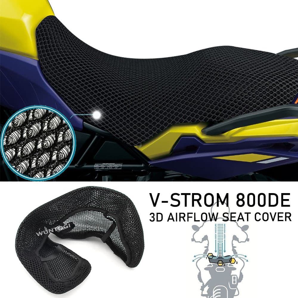LQ ที่นั่งรถจักรยานยนต์หุ้มเบาะสำหรับ Suzuki V-STROM 800 V 800DE Strom ที่หุ้มเบาะ800de ป้องกัน3D การไหลเวียนของอากาศ