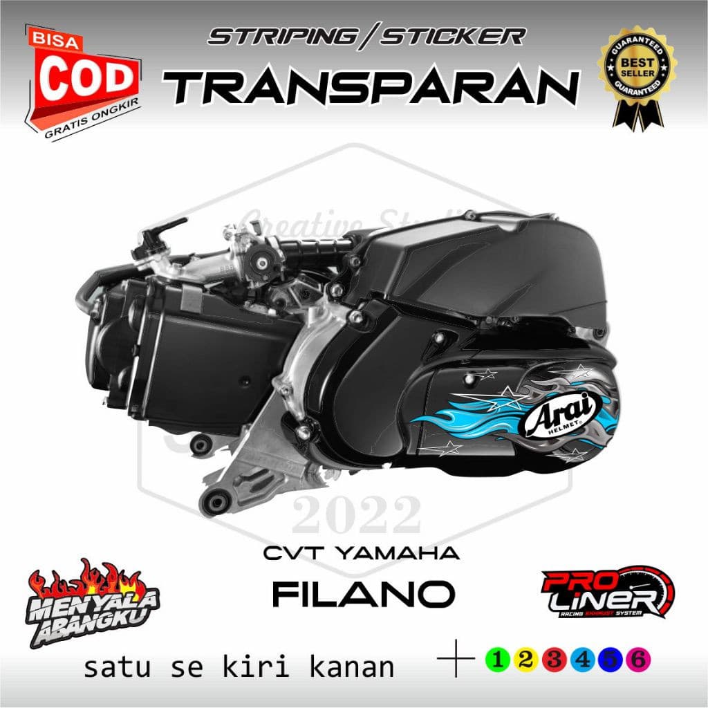 CVT BAK STICKER / สติ๊กเกอร์บล็อกyamaha grand filano CVT ดีไซน์ใหม่ ari api motif เรียบง่าย หลากสี