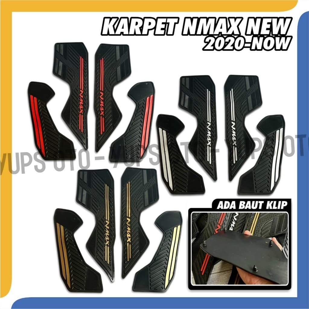 Nmax New 2020-2023 พรมมอเตอร์ไซค์ All New Nmax ยางปูพื้นพร้อม CLIP BOLT Nmax พรมมอเตอร์ไซค์ใหม่ทั้งหมด 2021 ถึง 2024 / Nmax Motorcycle Footrest Nmax พรมวัสดุยางสีพรีเมี่ยม ไม่จางหาย Anti-Slip สบาย PNP