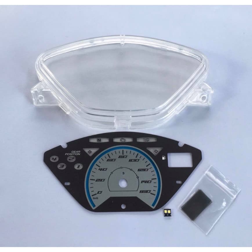 แผ่นเรือนไมล์ Honda Wave125i รุ่่นไฟเลี้ยวังลม + ไฟ LED 2 ดวง + ชุดซ่อมเกจ์น้ำม+ ฝาครอ / Meter Honda Wave 125i + LED  +