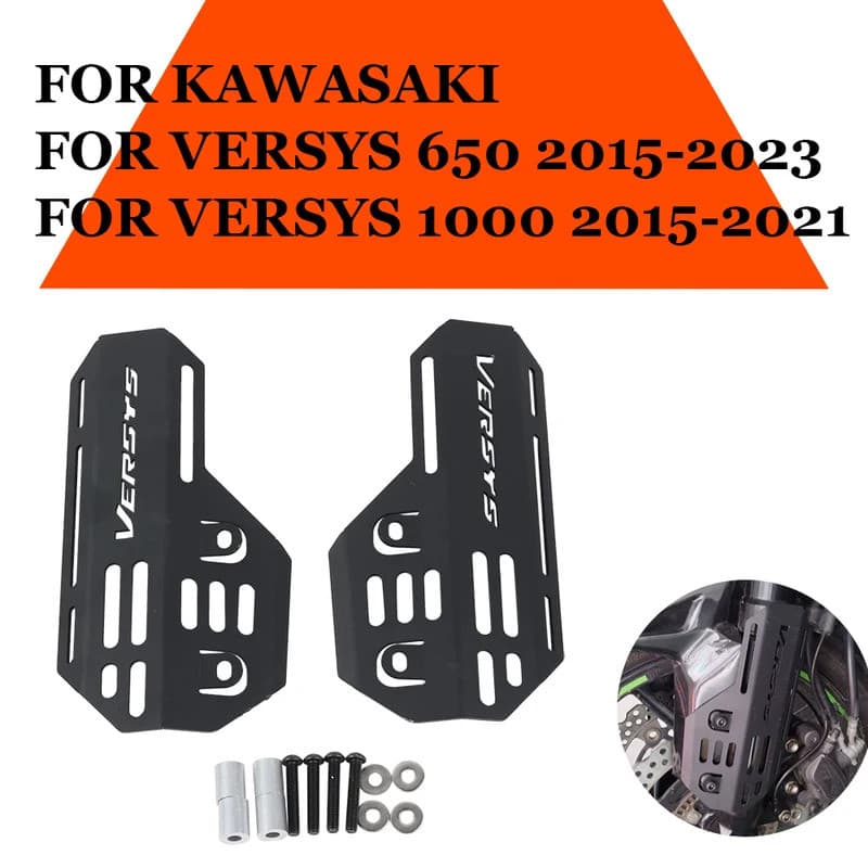 แผ่นป้องกันโช๊คหน้าสำหรับ Kawasaki Versys 650 2015-2023 / Versys 1000 2015-2021 อะไหล่ป้องกันอลูมิเนียม CNC ทนทาน