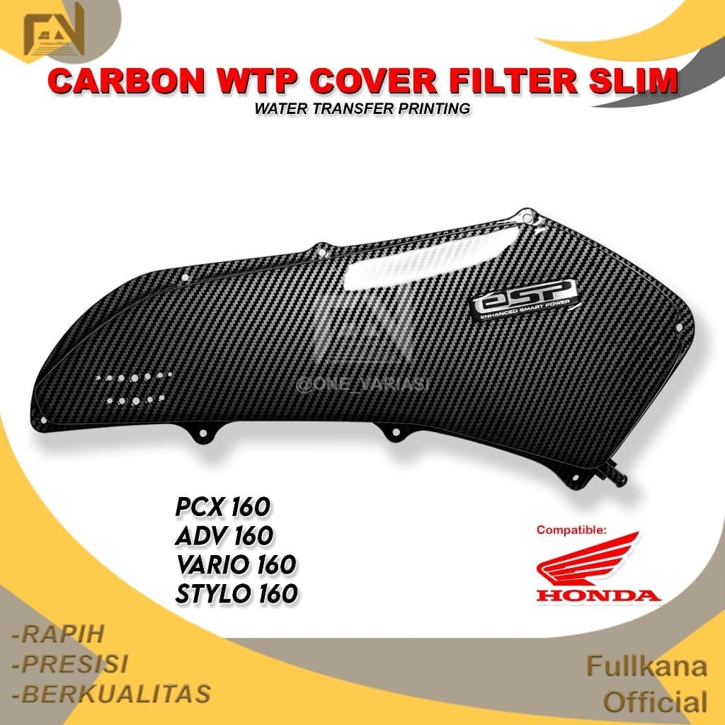 SLIM COVER SLIM FILTER ฝาครอบ PCX 160 ADV 160 VARIO 160 STYLO 160 คาร์บอน / SLIM GEPREK FILTER กล่องฝาครอบ PCX 160 ADV 160 VARIO 160 STYLO 160 คาร์บอน