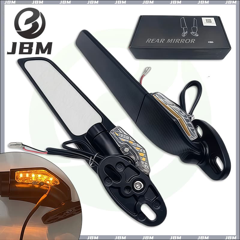 JBM กระจกมองข้างปรับบังลม พร้อมไฟเลี้ยว สำหรับ GPX Demon GR200R/150GR/CBR/GSX อุปกรณ์เสริมสวยงาม COD