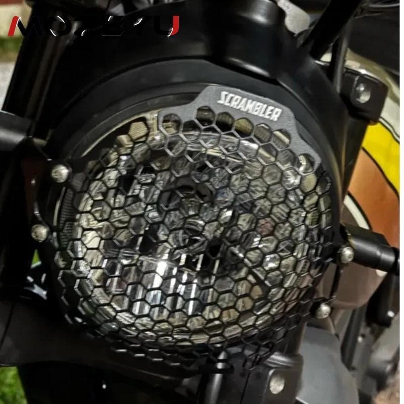 CN 2025 Headlight Grille Guard For Ducati Scrambler 400 Scrambler 800 2015-2024 Motorcross Motorcycle Head light Lamp Gr