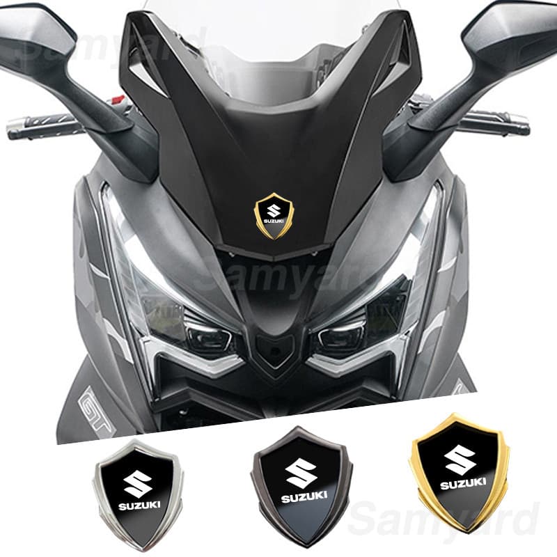 รถจักรยานยนต์ 3D โลหะป้ายสัญลักษณ์สติกเกอร์สําหรับ suzuki Raider 150 Smash 115 GD110 Shooter 115 GSX-S150 GSX-R150 Gixxer 150 V-Strom 650 Hayabusa GSX-R1000 อุปกรณ์เสริม