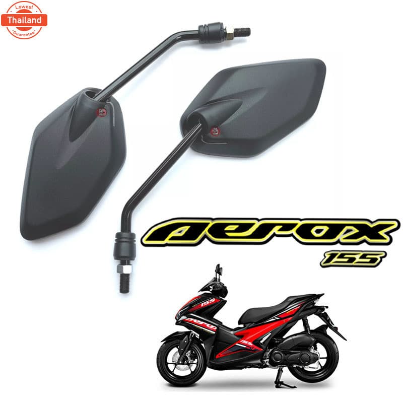 กระจก กระจกมองข้าง กระจกมอเตอร์ไซต์ aerox aerox155 แอร็อค แอรอค กระจกขายาว เกลียว Yamaha ดำ priceต่อคู่ Aerox Aerox155 ใ