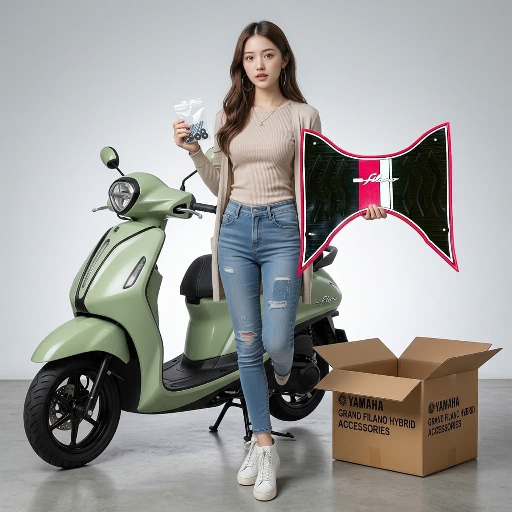 ยางปูพื้น Grand Filano Hybrid 2023-แผ่นรองพื้นมอเตอร์ไซค์แผ่นวางเท้า Yamaha Grand Filano งานหนา  แต่งรถสวย พร้อมส่ง