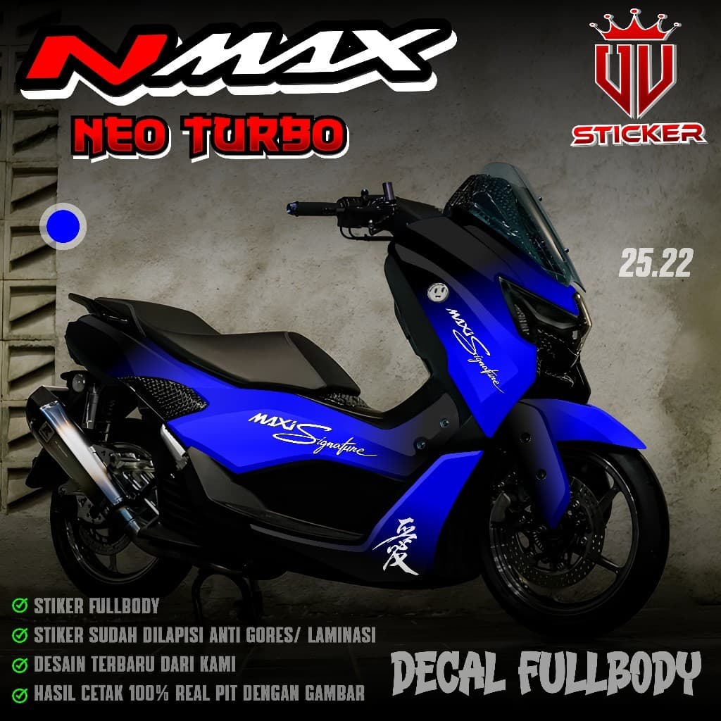ใหม่ล่าสุด Decal Sticker NMAX NEO S TURBO Full Body ปี 2024 2025 - Fullbody Decal Sticker Nmax New Gen 3 Gradient Design Maxi Signature Kanji Nmax Viral Lembayung UV 25.22