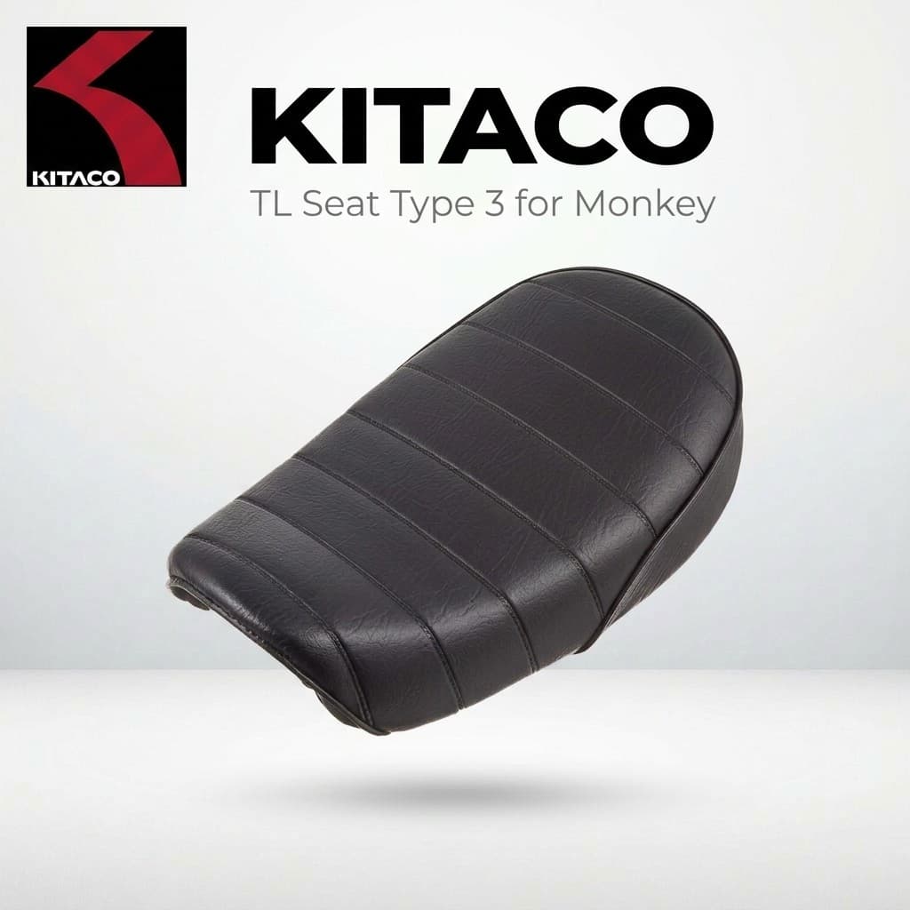 KITACO เบาะนั่ง TL Type 3 ลาย Tack Roll พร้อมขอบไปป์ปิ้ง สำหรับ Honda Monkey | KITACO TL Seat Type 3 Tack Roll for Monkey