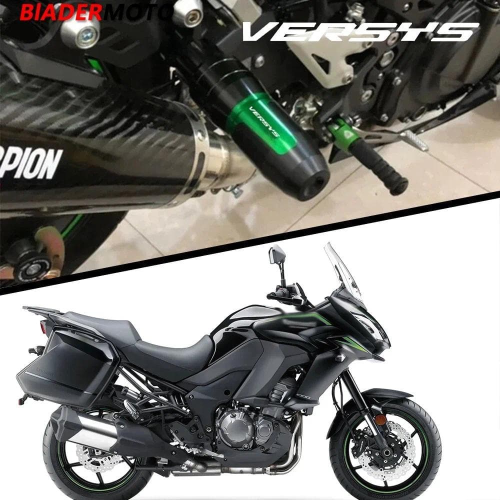 2023 ใหม่สําหรับ KAWASAKI Versys650 Versys1000 Versys 650 1000 รถจักรยานยนต์ CNC กรอบ Crash Pads ท่อไอเสีย Sliders Crash Protector โลโก้