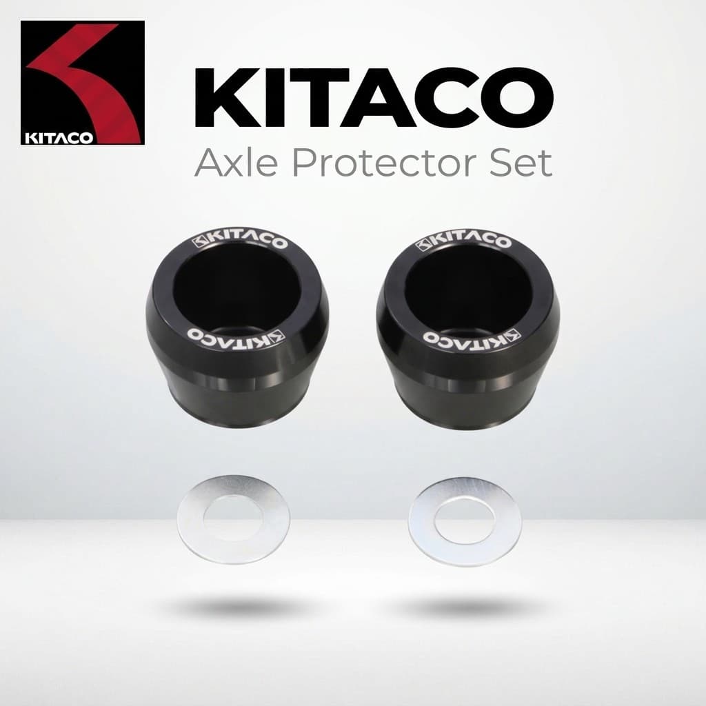 ชุดการ์ดกันเพลาล้อ KITACO 12mm สำหรับ Honda Monkey125/Dax125 (JB02/JB03/JB05/JB04/JB06) ดำ/แดง | KITACO Axle Protector Set, 12mm, for Honda Monkey 125 / Dax 125 JB-series, Black / Red