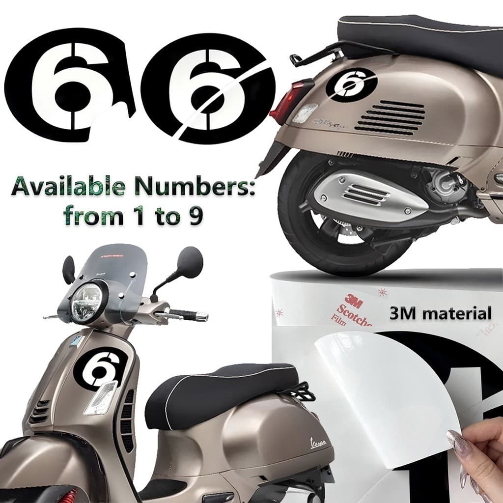 3M สติกเกอร์รถจักรยานยนต์ NO.6 Decals สําหรับ Vespa Sei 6 Giorni GT GTS GTL GTV 125 300 Super GTS300ie