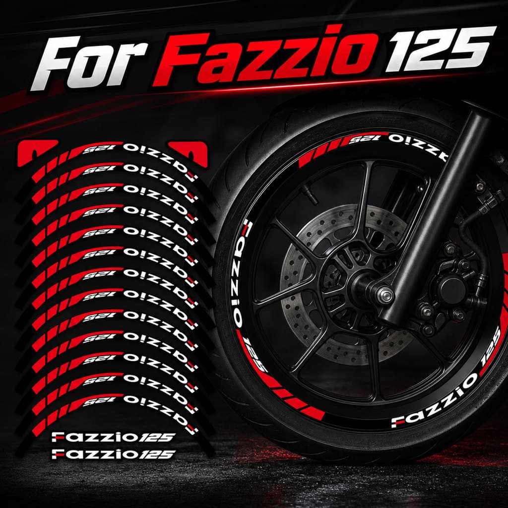 สําหรับYamaha Fazzio 125 ล้อสติกเกอร์ชุดกันน้ําUVทนรถจักรยานยนต์Hub Decal Full Rim Stripesตกแต่งสติกเกอร์สําหรับYamaha Fazzio125 สกู๊ตเตอร์Modอุปกรณ์เสริมMags decals