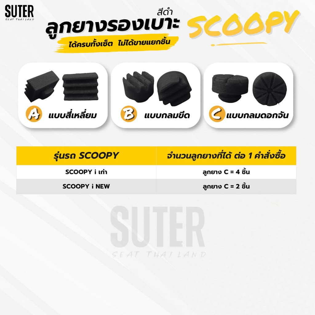 ลูกยางรองเบาะมอเตอร์ไซค์ สำหรับมอเตอร์ไซค์ HONDA SCOOPY I (SCOOPY I เก่า / SCOOPY I NEW)