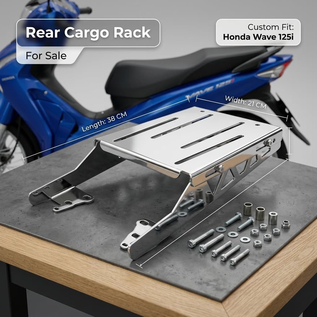 แร็คท้าย Honda Wave125i ปี 2023- รุ่น SMART เลเซอร์ แข็งแรง แร็คใส่ของ ตะแกรงเวฟ  อุปกรณ์แต่ง ตรงรุ่น ของแต่ง Wave125i