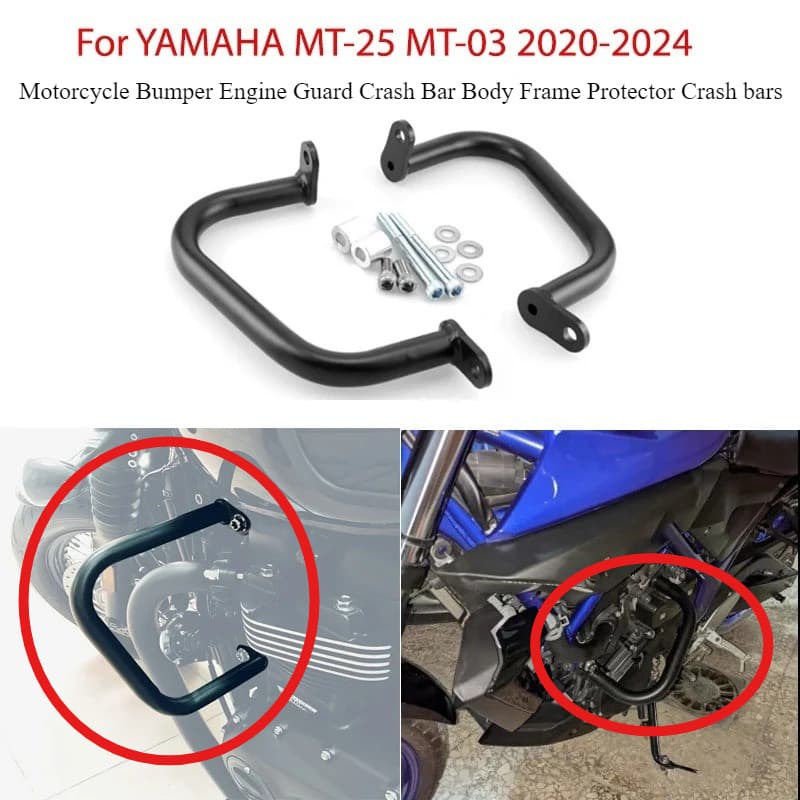 กันชนรถจักรยานยนต์เครื่องยนต์ Guard Crash Bar Body Frame Protector Crash bars สําหรับ YAMAHA MT 03 25 MT-25 MT-03 2020-2024