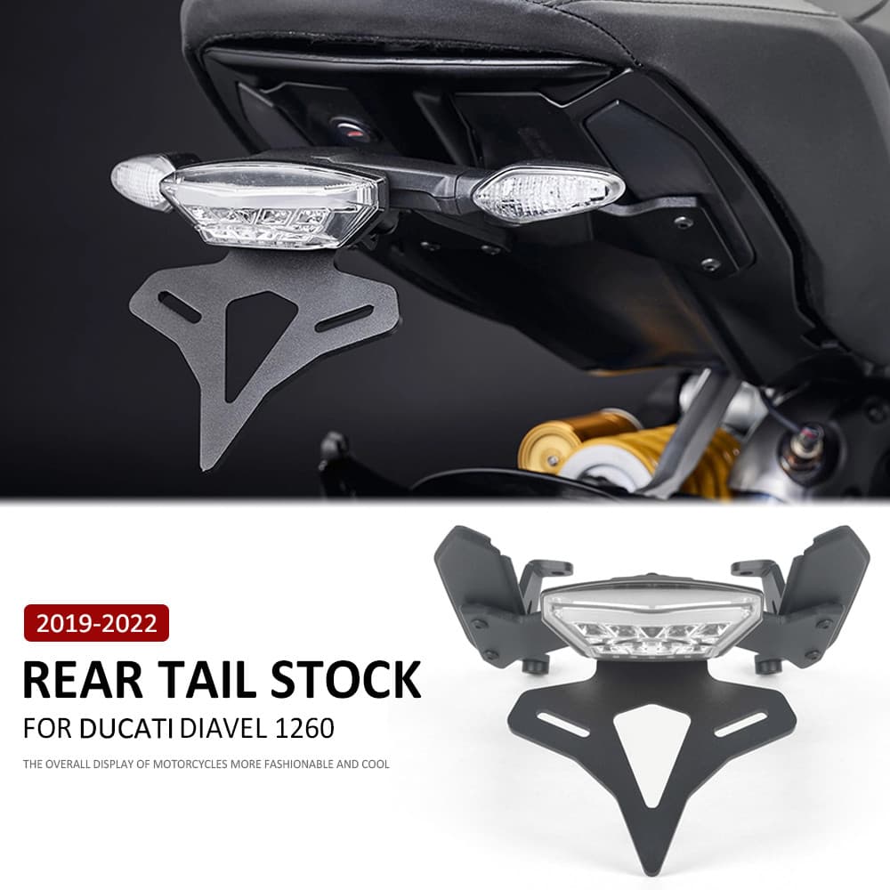 Z2019-2022 สําหรับ Ducati Diavel1260 Diavel 1260 รถจักรยานยนต์ด้านหลังสั้นหางสต็อกผู้ถือแผ่นป้ายทะเบียน Tailstock Bracke