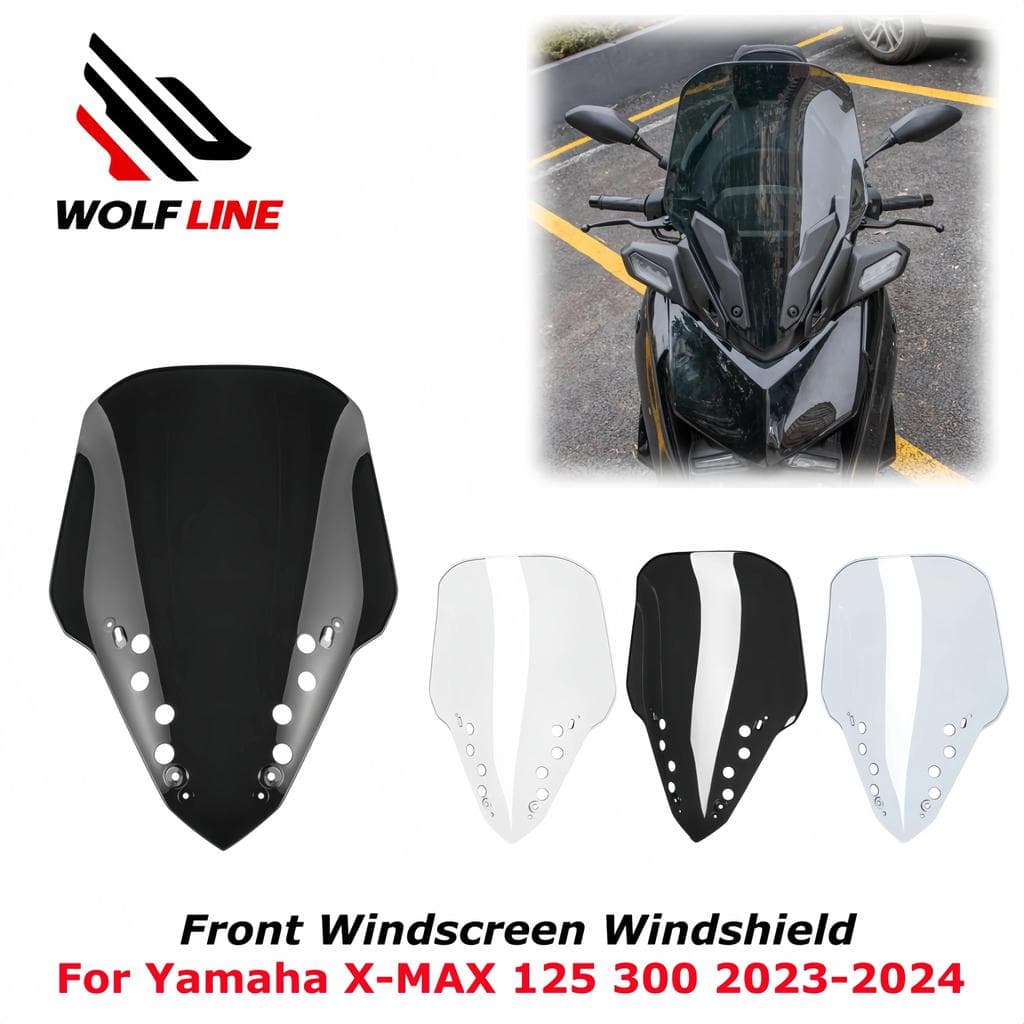 Kกระจกบังลม WOLFLINE สำหรับ Xmax300 Xmax125 แผ่นบังลม ชิลด์บังลม ฝาครอบสปอยเลอร์หน้า สำหรับ Yamaha XMAX125 XMAX300 2023 