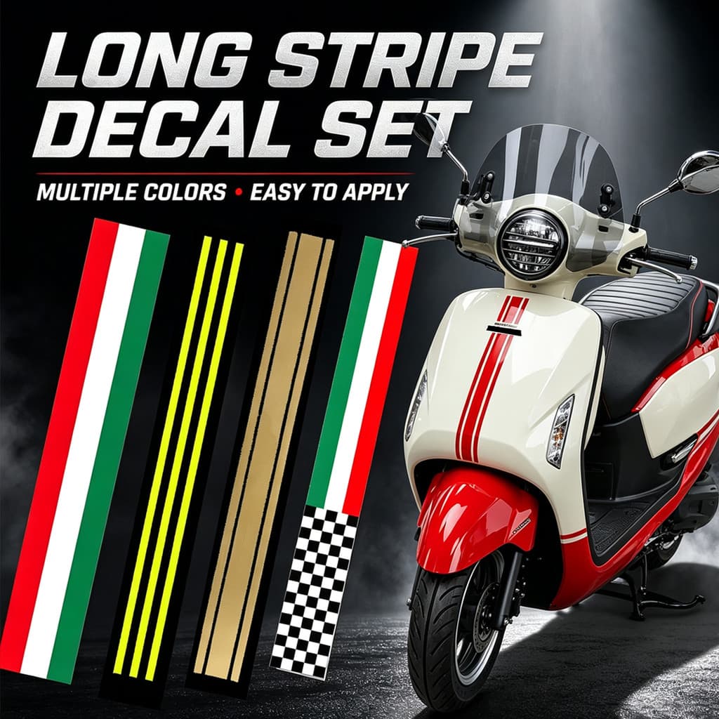 ชุดสติกเกอร์ลายริ้วยาวมอเตอร์ไซค์ หลายสี กันน้ำ สำหรับ Honda PCX Click Wave Yamaha NMAX Aerox Grand Filano Suzuki Burgman Zontes 500T อุปกรณ์แต่งมอเตอร์ไซค์