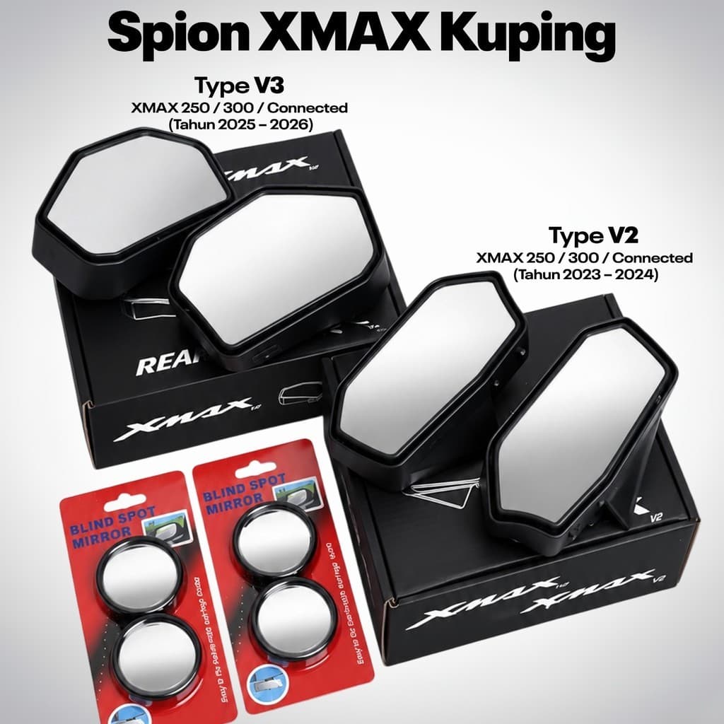 XMAX V2 V3 H3460 Fairing Mirror Anti-Glare กระจกนูน XMAX เชื่อมต่อ Xmax ใหม่กระจกเชื่อมต่อ Plus กระจกนูนหูรุ่น PNP เพียงติดตั้ง XMAX 250 300 ปี 2023 - 2026 H3590