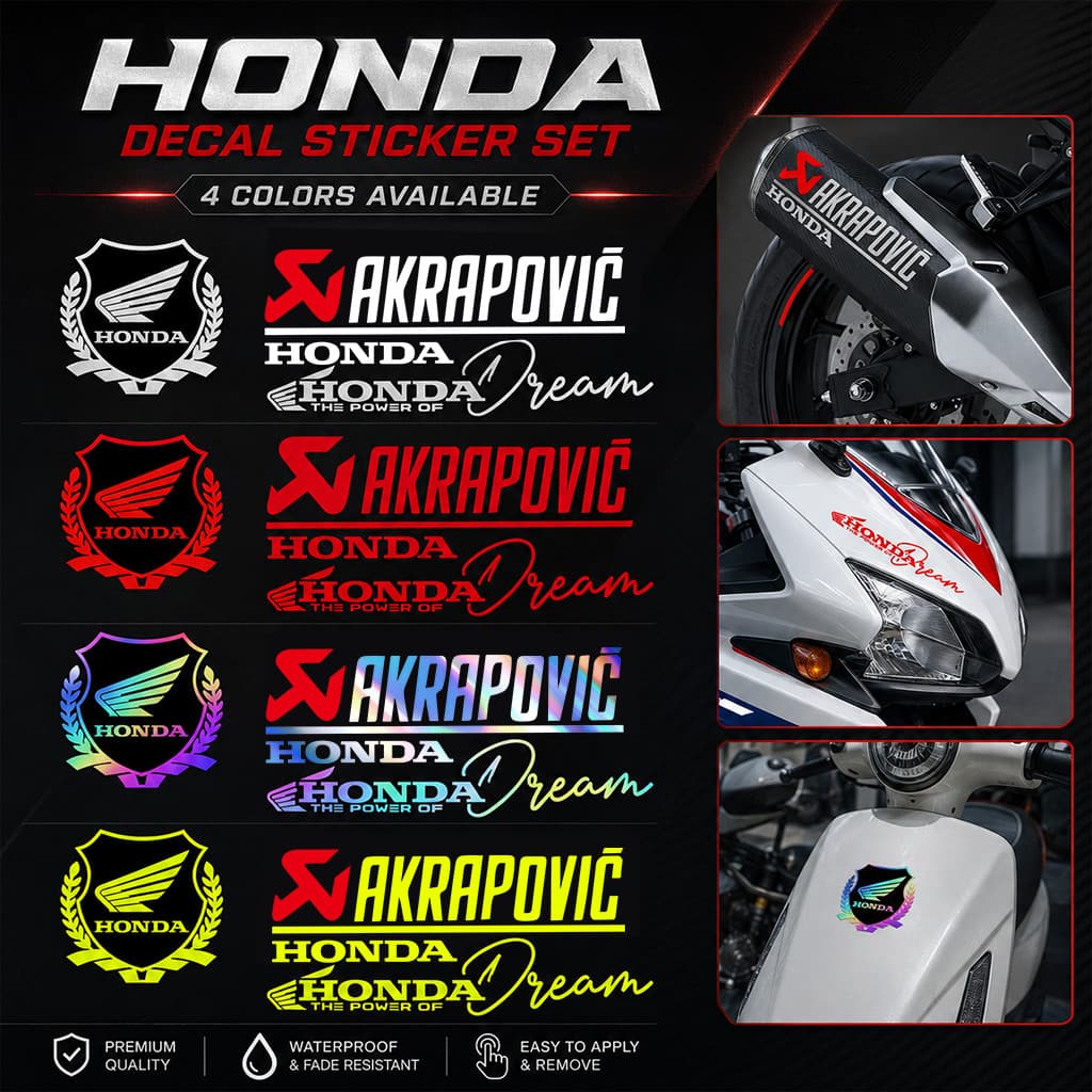 สติ๊กเกอร์ติดมอเตอร์ไซค์ Honda Akrapovic Honda Dream 3  PCX Click Wave CBR CB supra x 125 Pcx160 Vario 125 giorno Click 160 125 150 Click160 WAVE110i  ชิ้น เหมาะสําหรับท่อไอเสีย, ถังน้ํามันเชื้อเพลิงและร่างกาย