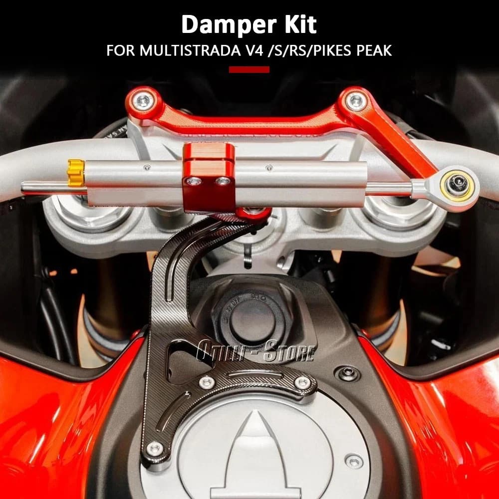 เหมาะสําหรับ Ducati Multistrada V4 S 2021-2024 MULTISTRADA V4 RS Pikes Peak รถจักรยานยนต์ทิศทาง Stabilizer Bracket พร้อมชุดโลโก้
