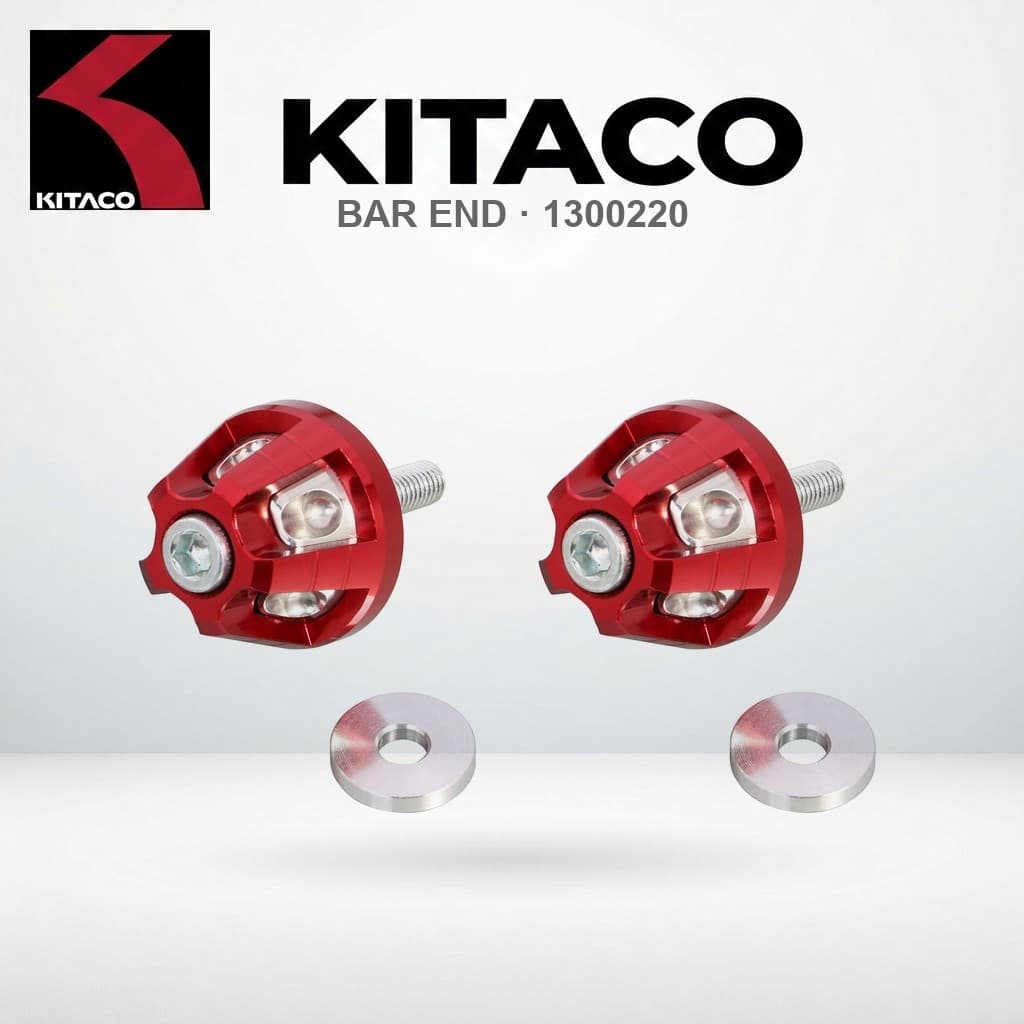 ฝาครอบปลายแฮนด์ KITACO Union สีแดง สำหรับ Honda Monkey 125 | KITACO Union Bar End Caps, Red, for Monkey 125