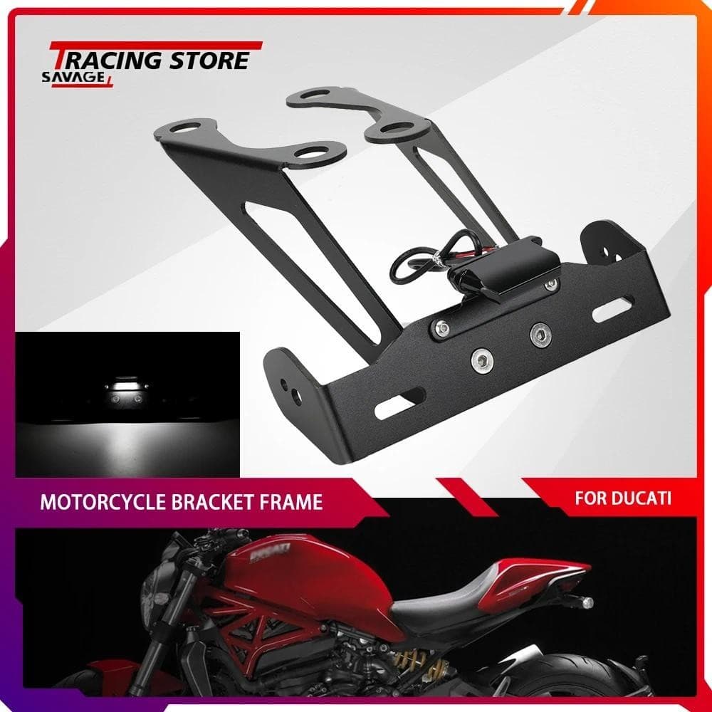 CNC รถจักรยานยนต์หาง Tidy Fender Eliminator สําหรับ DUCATI MONSTER 1200R 1200S 1200 821 Moto ด้านหลังผู้ถือป้ายทะเบียน LED Lightauto ชิ้นส่วนตกแต่งรถ