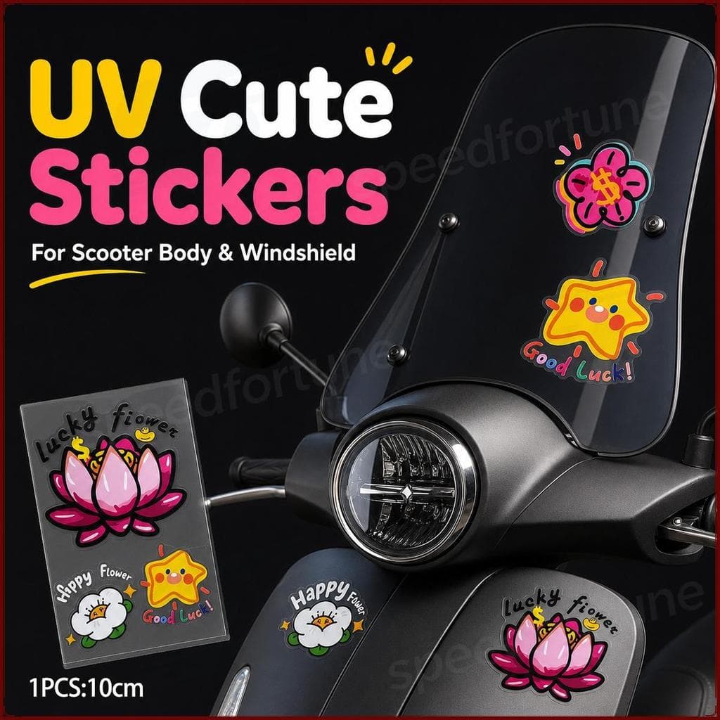 UV น่ารักการ์ตูนสติกเกอร์กันน้ํารถจักรยานยนต์สกู๊ตเตอร์กระจก Decal Lucky ดอกไม้ Star รูปแบบตกแต่งสติกเกอร์สําหรับ Click125i Adv 160 Aerox160 NAVi นีออนสีชมพู R Vespa สกู๊ตเตอร์