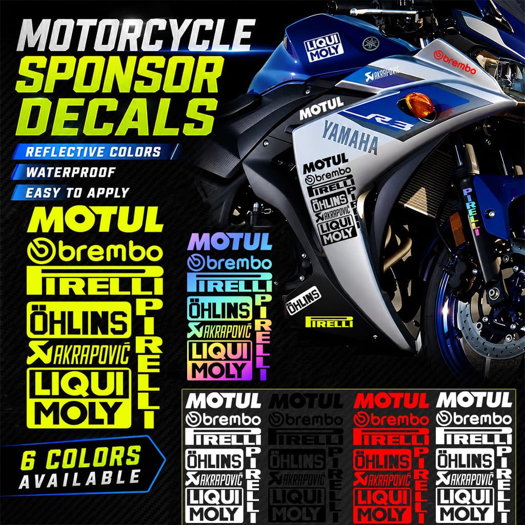 สติ๊กเกอร์ไวนิลรถจักรยานยนต์กันน้ํา, MOTUL Brembo Öhlins Racing โลโก้ Decals สําหรับ Caliper การใช้ถังกระจกใช้งานร่วมกับ Honda Click125i V3 PCX160 ADV160 CBR150R