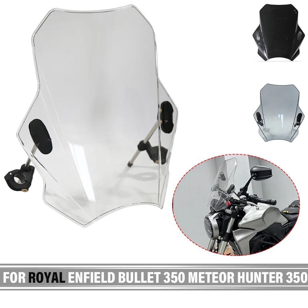 ZJ For Royal Enfield Bullet Meteor Hunter 350 Scram 411 Interceptor Motorcycles Windshield Covers Motorcycle Windscreen 