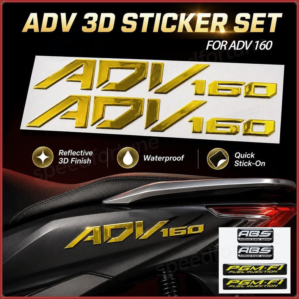 สําหรับ ADV 160 3D สะท้อนแสงเจลสติกเกอร์รูปลอกชุด, ABS & PGM-FI Emblem Badge, กันน้ํา Easy-Paste รถจักรยานยนต์ Mod อุปกรณ์เสริม, 4 สีตัวเลือก