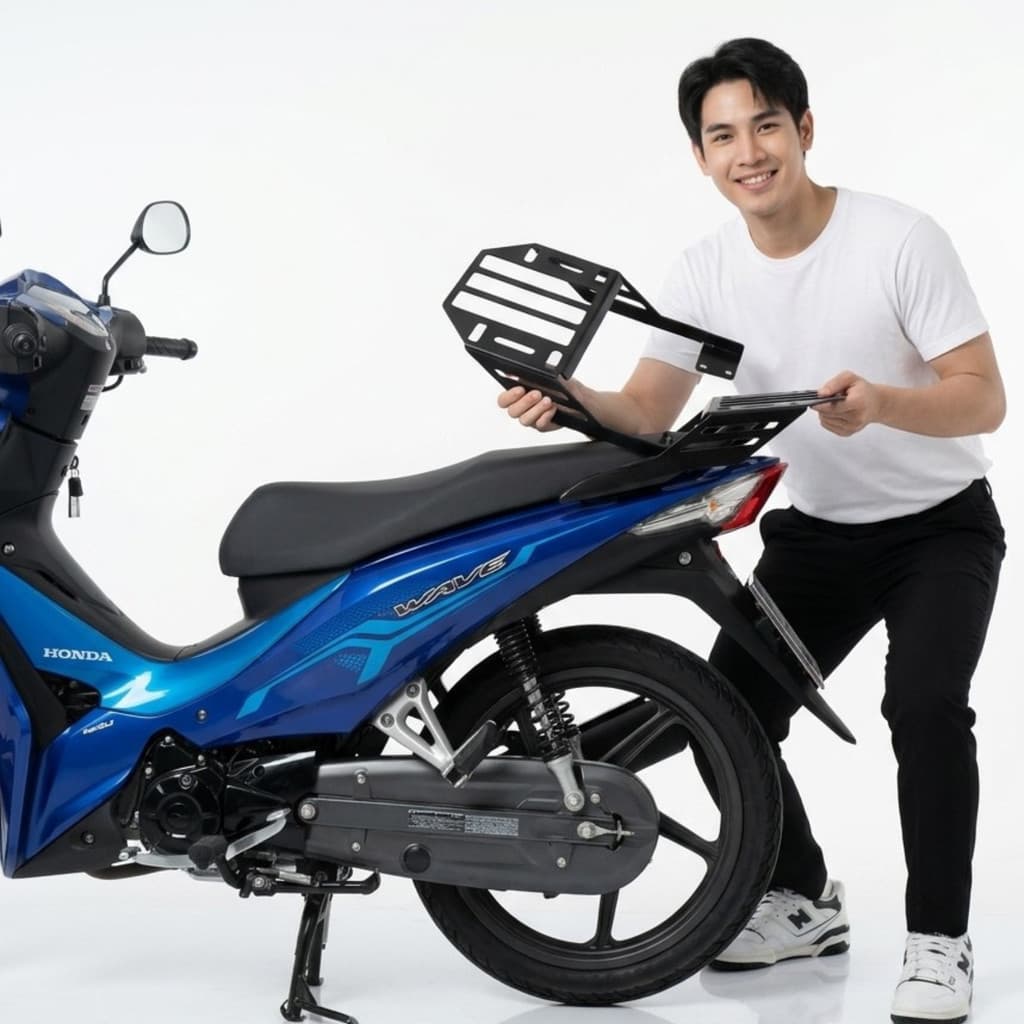 ตะแกรงท้าย Wave110i ปี 2021-2026 แร็คท้าย Honda Wave110i แร็คหลังมอเตอร์ไซค์  แข็งแรง ติดตั้งง่าย ตะแกรงติดกล่องท้าย