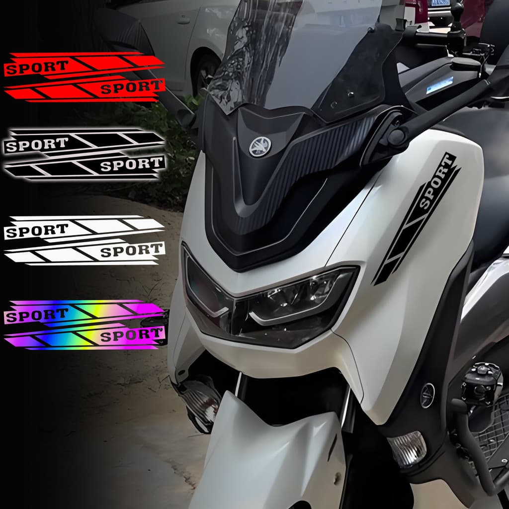 กันน้ําสะท้อนแสง SPORT รถจักรยานยนต์ด้านข้างไวนิลสติกเกอร์รูปลอกสําหรับ Yamaha Aerox Mio Grand Filano Honda PCX Vario Click Adv 150 160 Zontes 150X สกู๊ตเตอร์