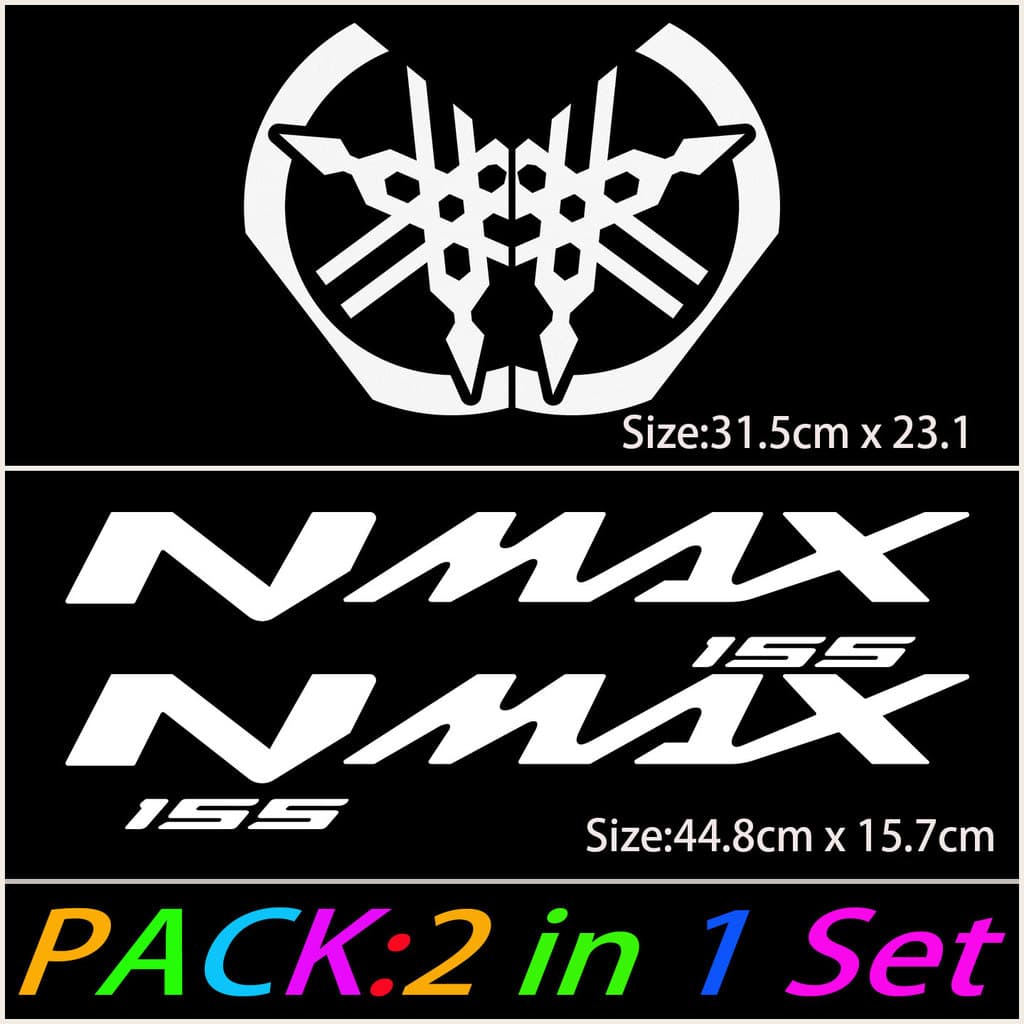 2 IN 1 ชุดสําหรับ Yamaha NMAX 155 ด้านข้างชุดรูปลอก NMAX 155 สติกเกอร์ตัวอักษร + เรขาคณิตกราฟิกกันน้ําไวนิลสกู๊ตเตอร์ Mod อุปกรณ์เสริม