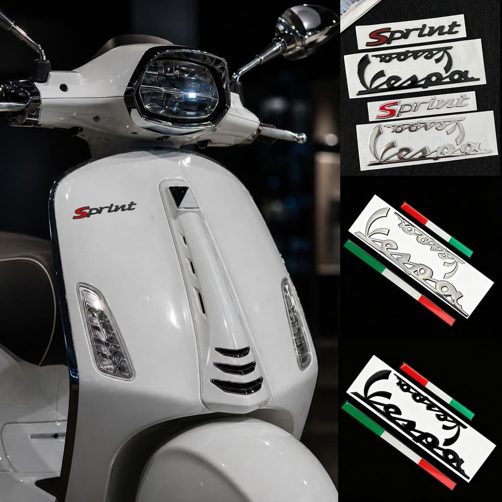 3D เจล Vespa โลโก้สติกเกอร์รูปลอกอิตาลีแถบธงเหมาะกับ Sprint Primavera GTS GTV LX