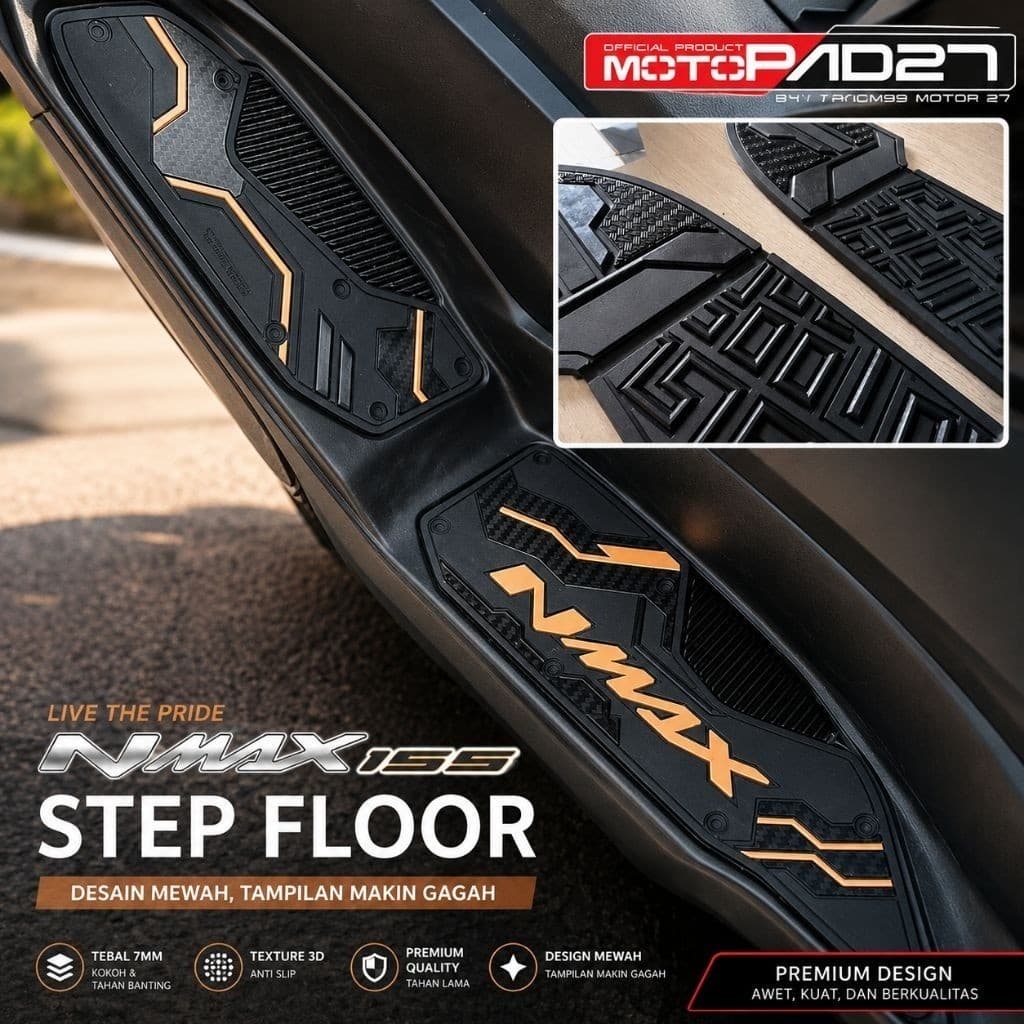 NMAX MOTORCYCLE ACCESSORIES yamaha New Nmax พรมพักเท้า 2020 - 2024 พรมมอเตอร์ไซค์ New Nmax วัสดุยางยืดหยุ่นหนา ไม่ซีดจาง กันลื่น ใส่สบายมาก