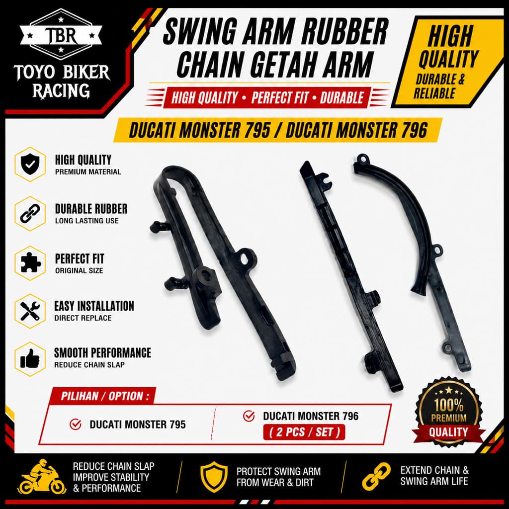 สวิงอาร์มยาง Ducati Monster 795 796 Monster795 Monster796 สไลด์ Getah Seal Arm Getah Lapik Tahan Rantai Chain Guard