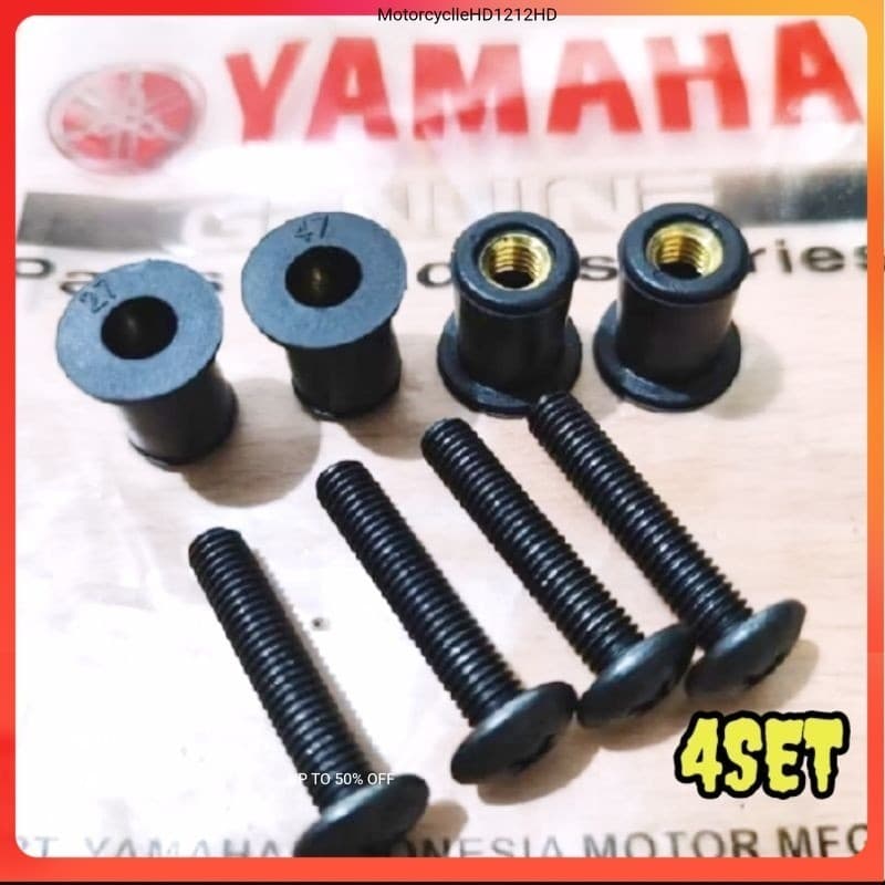 ต้นฉบับ 4 ชุด VISOR BOLT SHIELD WINGSIL YAMAHA N MAX AEROX R15 R25 LEXI X RIDE X MAX ยาง BOLT NUT PART PART